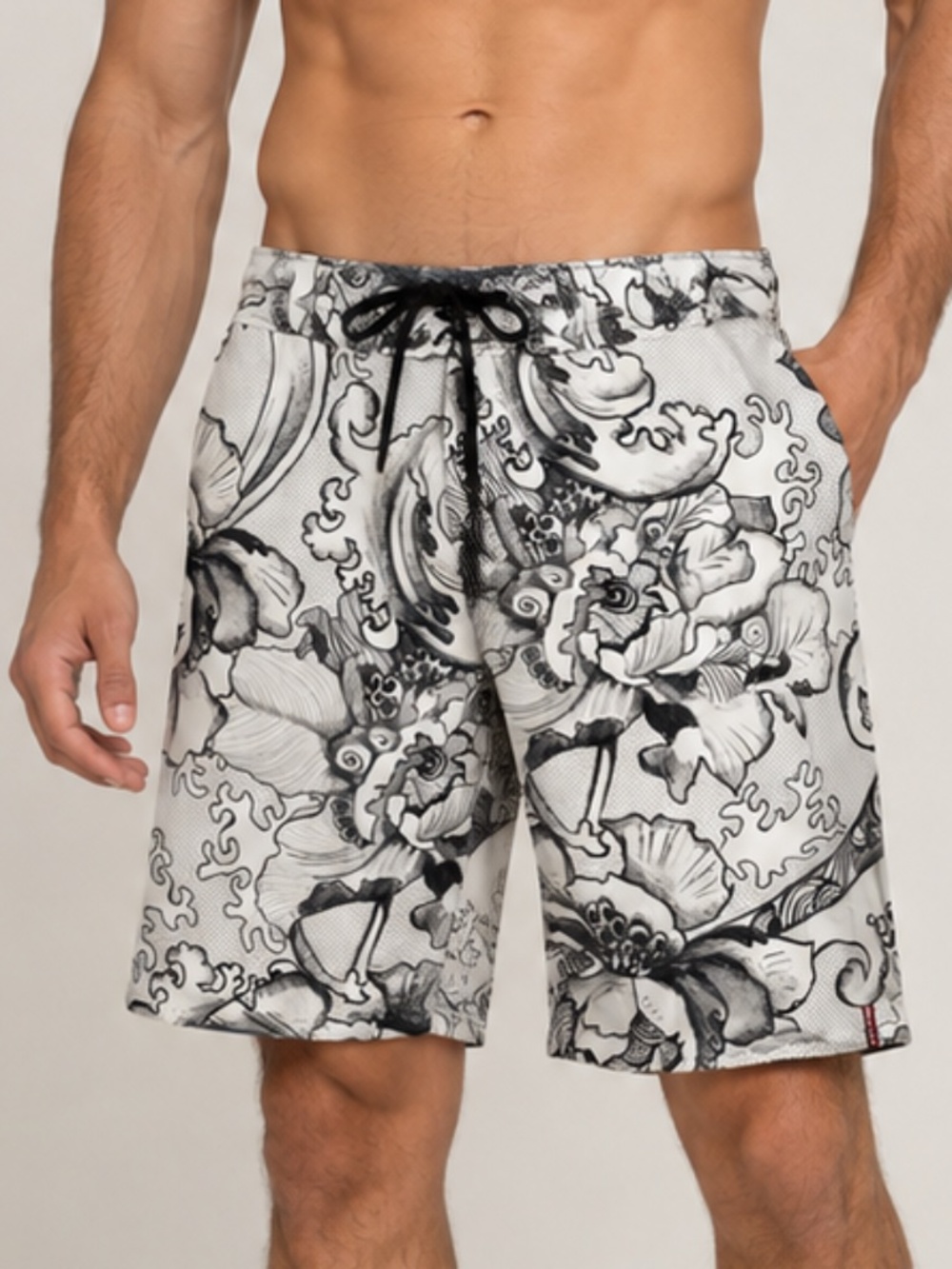 Tommy Bahama Boardshorts Mens Size 38 Cream Relax Waves All Over Print
